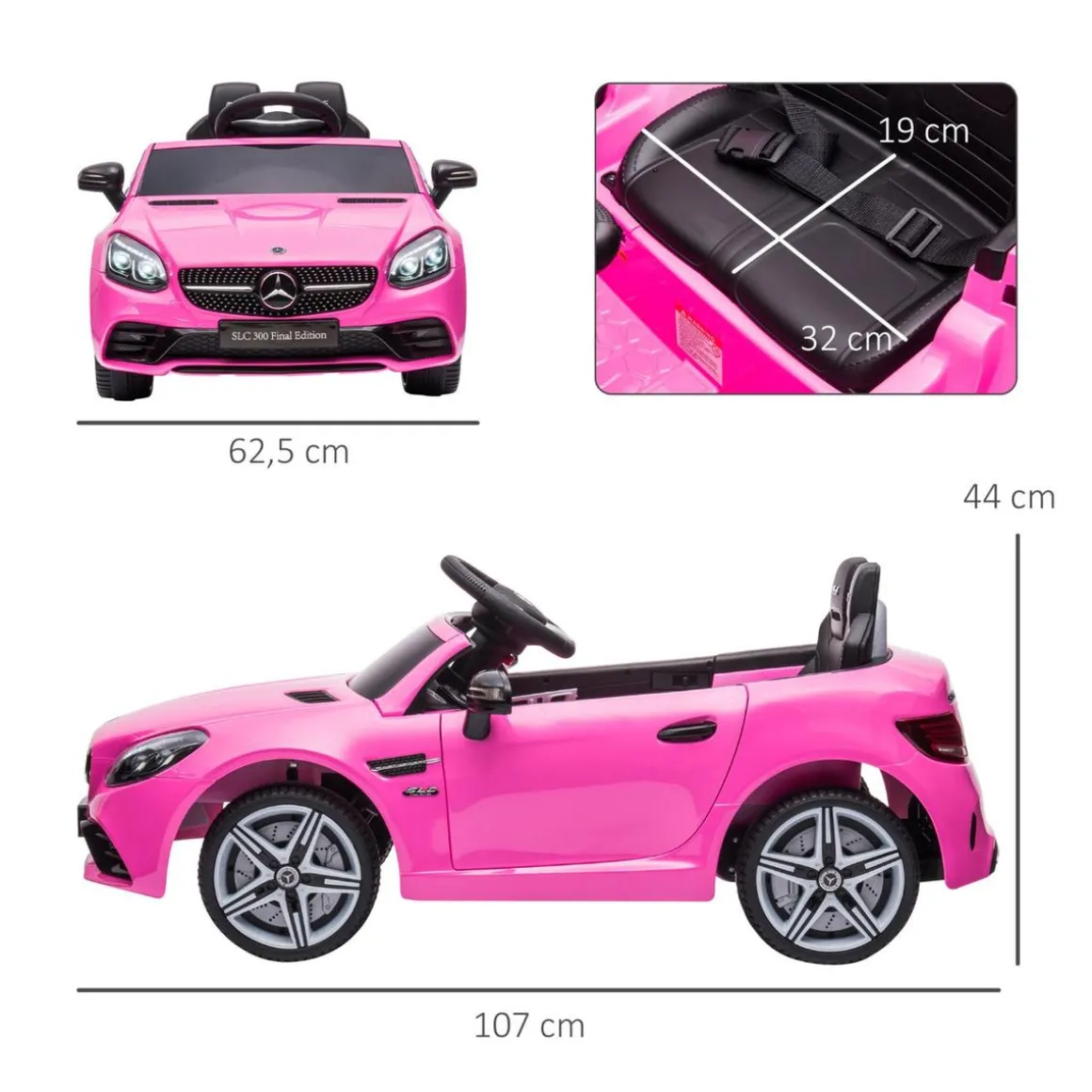 Homcom - Coche eléctrico Mercedes rosa