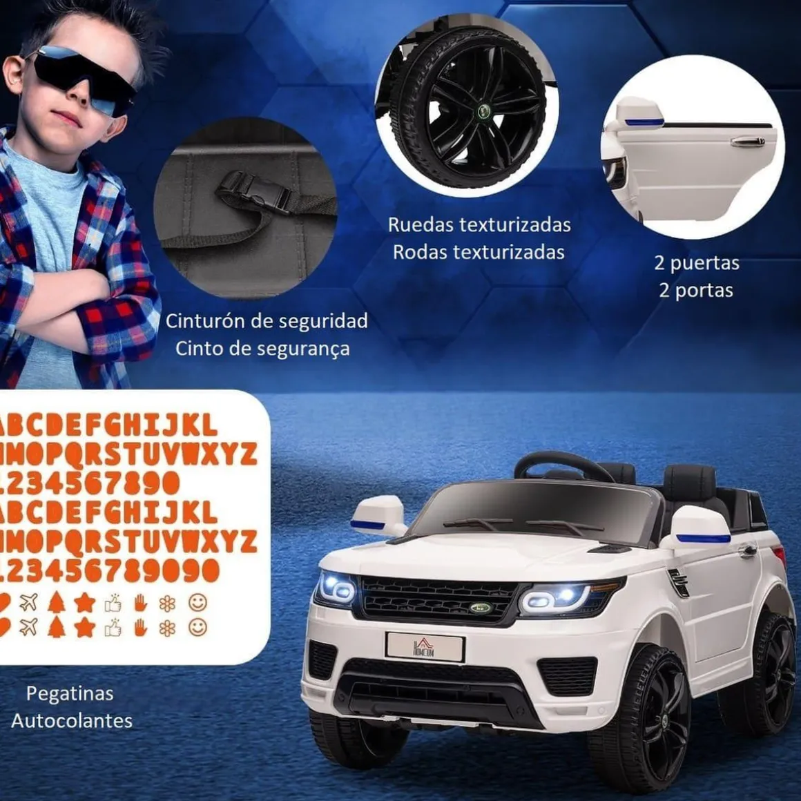 Homcom - Coche eléctrico SUV blanco