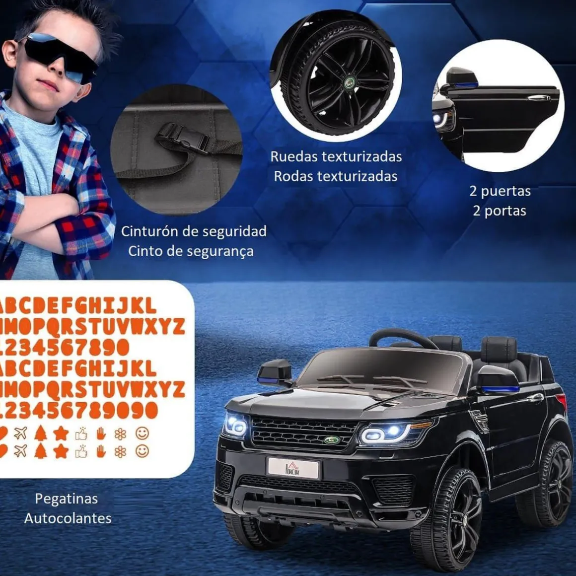 Homcom - Coche eléctrico SUV negro