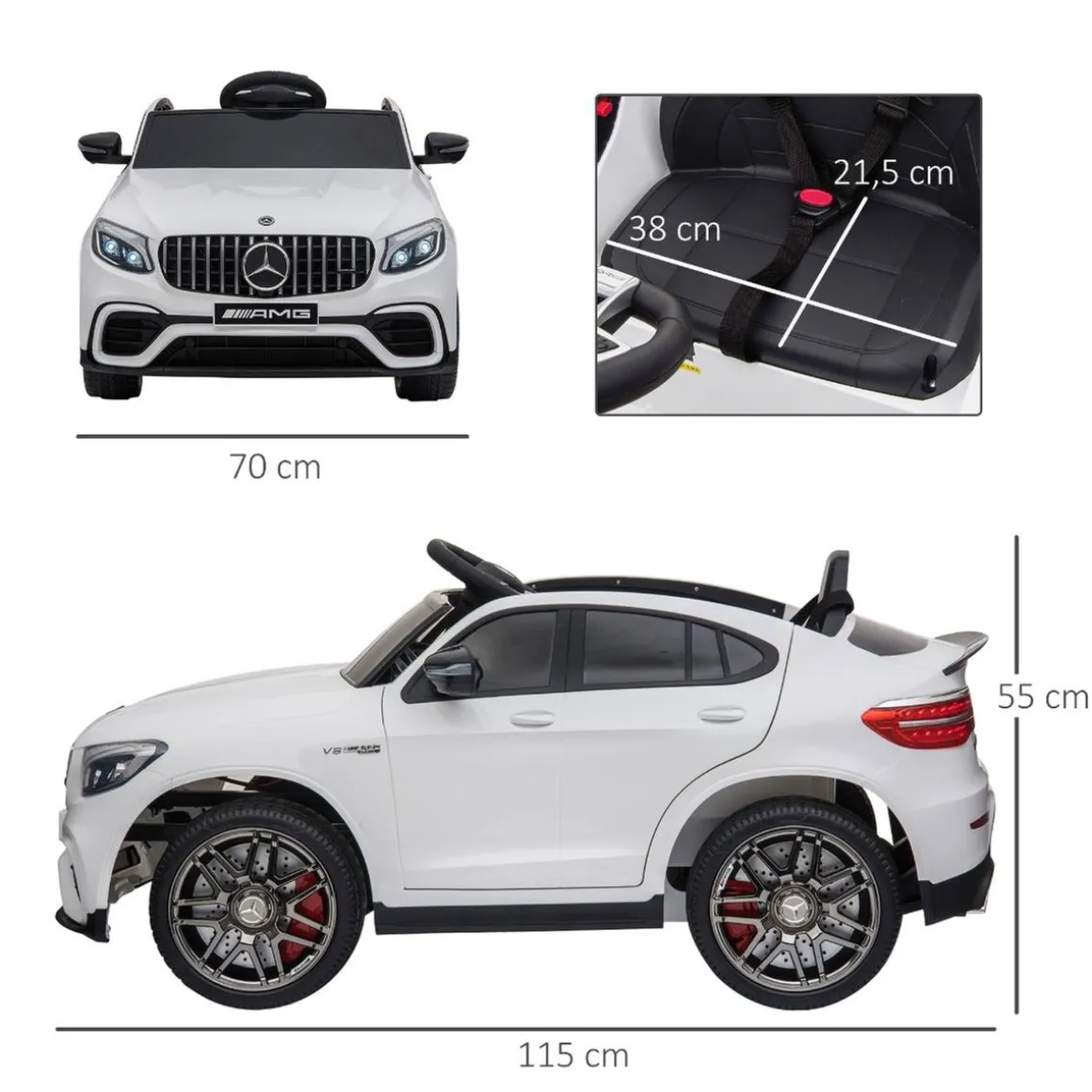 Homcom - Coche infantil eléctrico - Mercedes Benz AMG blanco