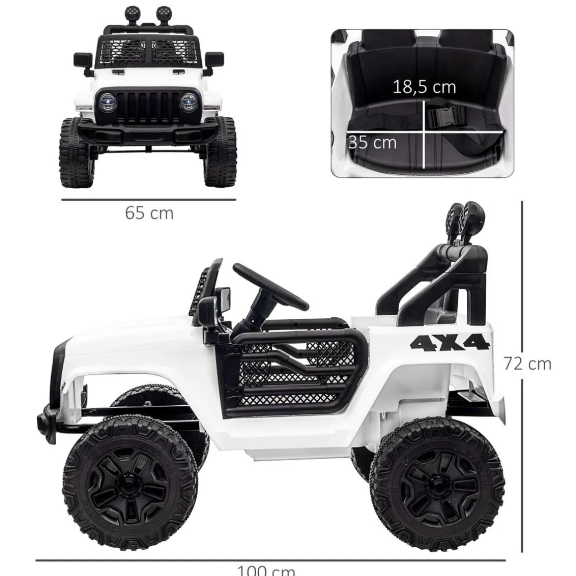 Homcom - Coche todoterreno eléctrico blanco