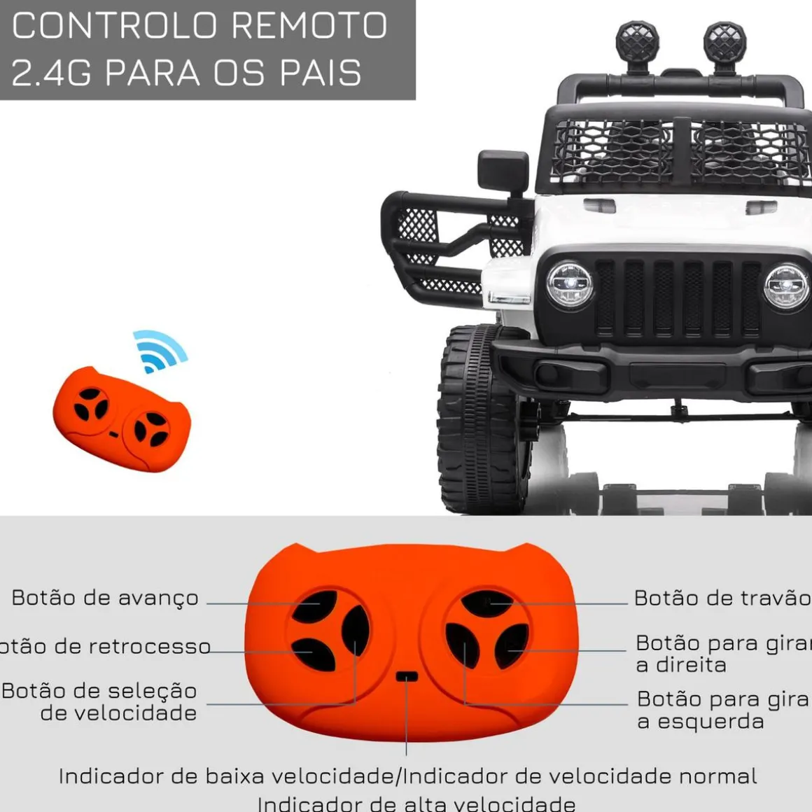 Homcom - Coche todoterreno eléctrico blanco