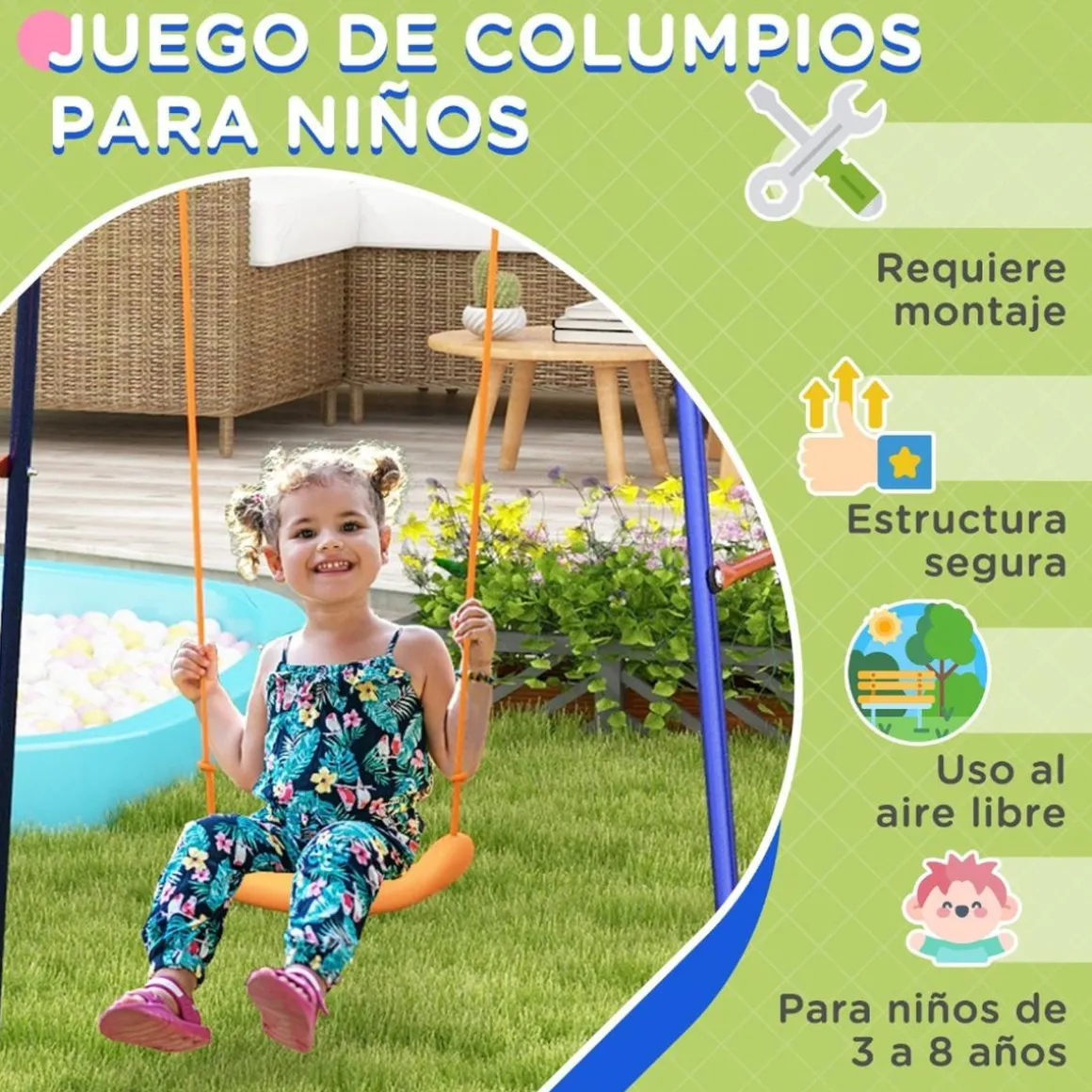 Homcom - Columpio infantil con portería y canasta