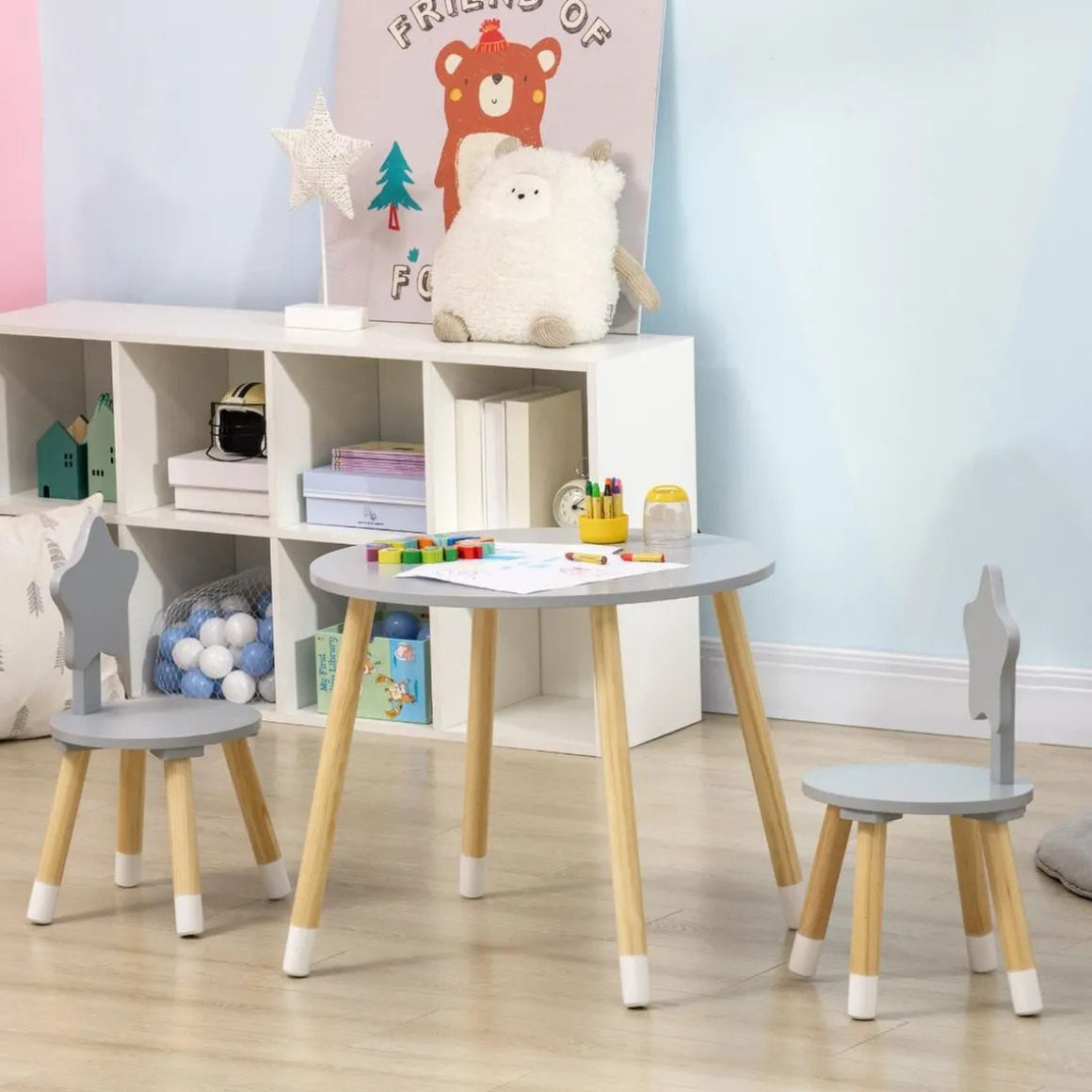 Homcom - Conjunto de mesa y dos sillas estrella