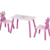 Homcom - Conjunto Mesa + 2 Sillas infantiles Madera Princess