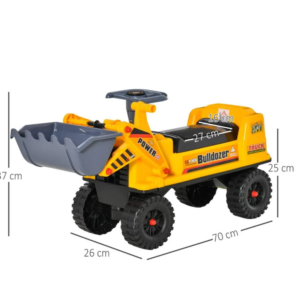 Homcom - Correpasillos Tractor Bulldozer Amarillo