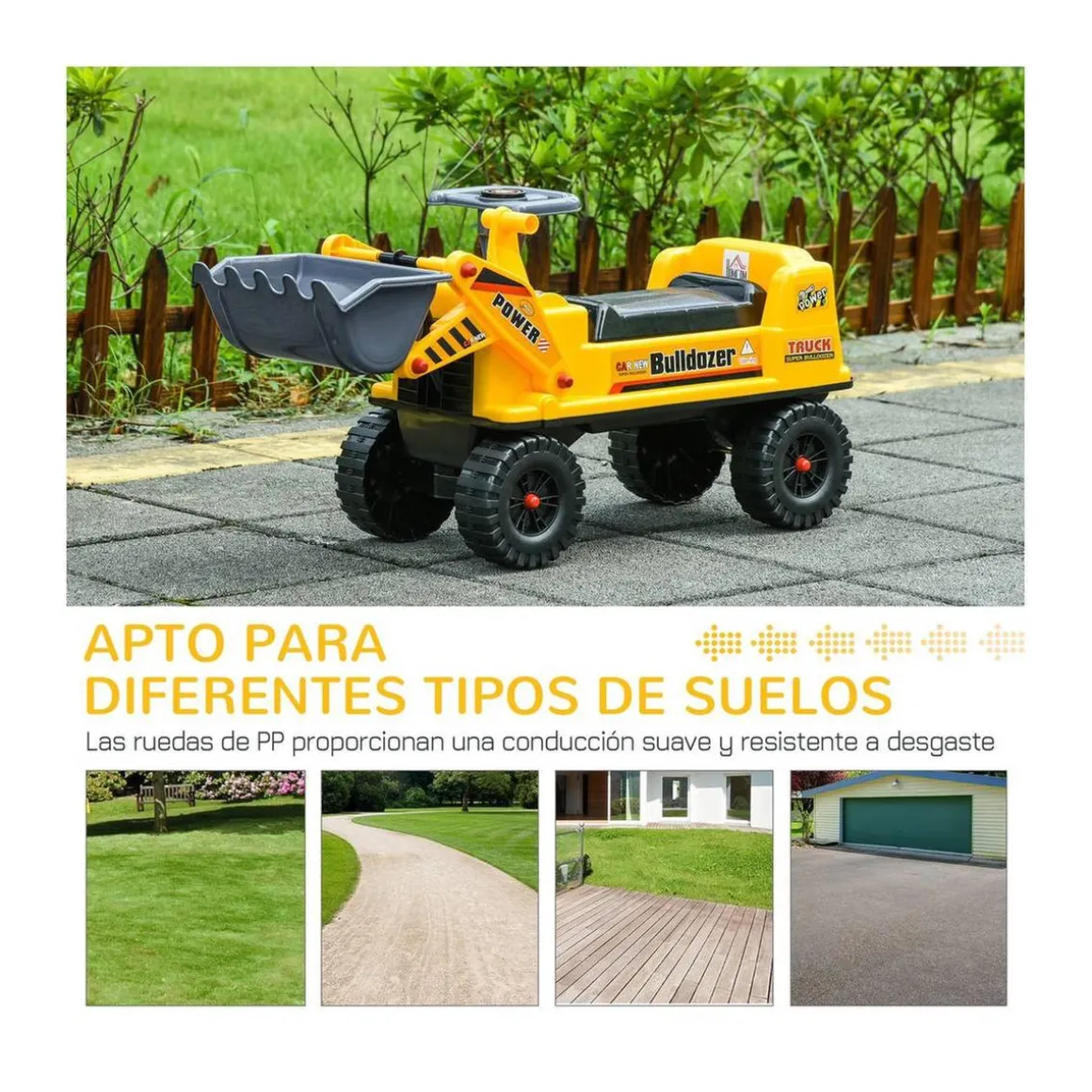 Homcom - Correpasillos Tractor Bulldozer Amarillo