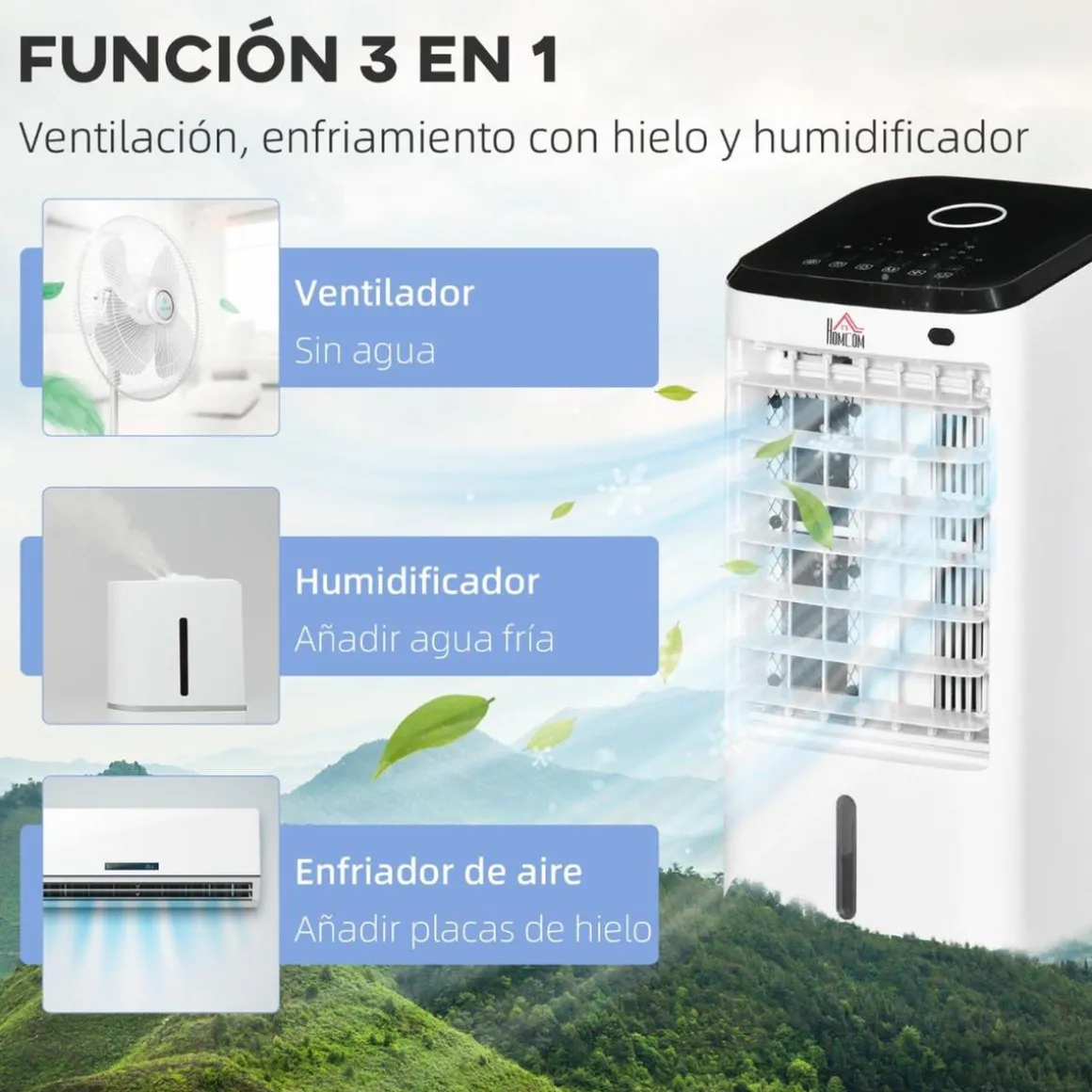 Homcom - Enfriador de Aire Portátil 3,5L