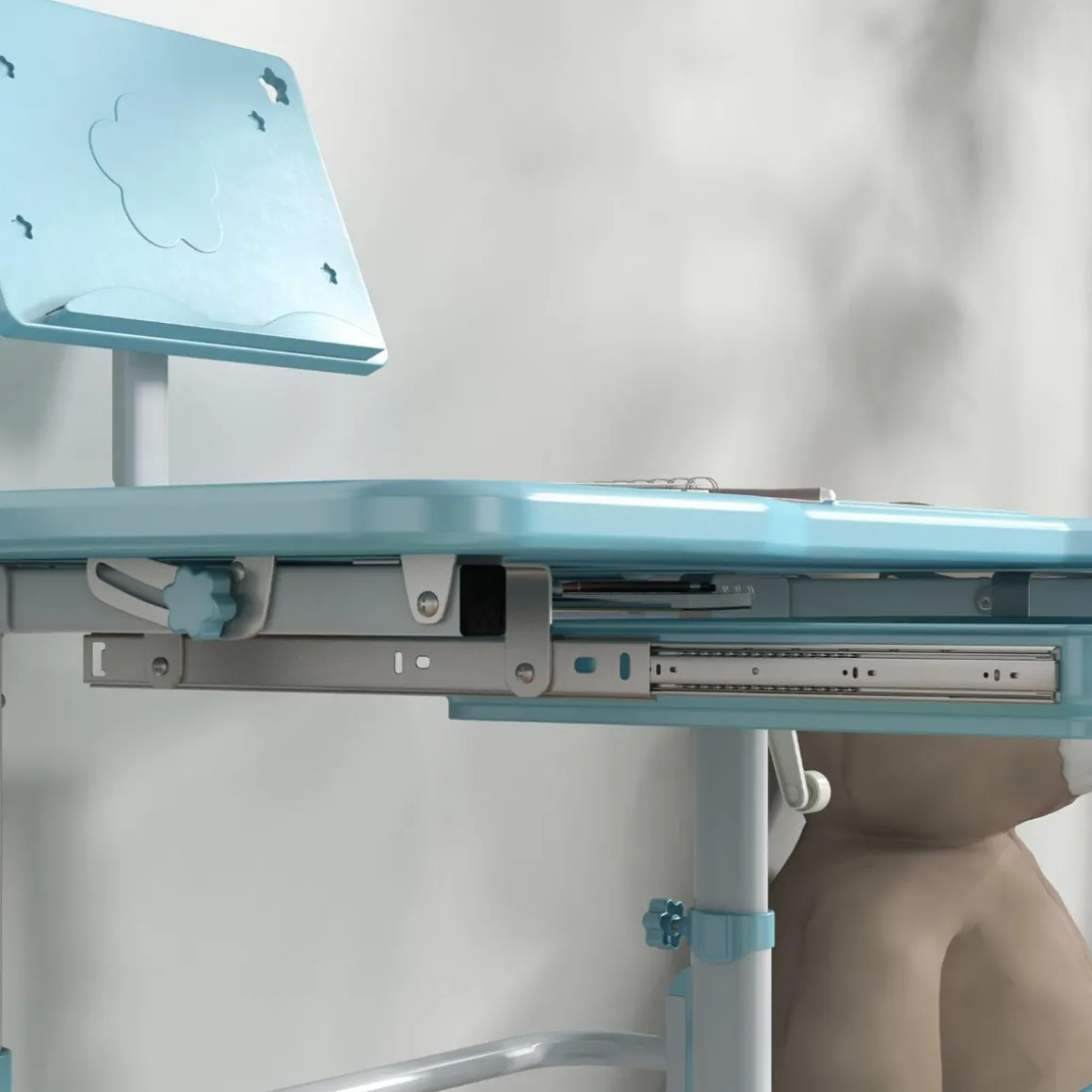 Homcom - Escritorio y silla ajustable Azul y Blanco
