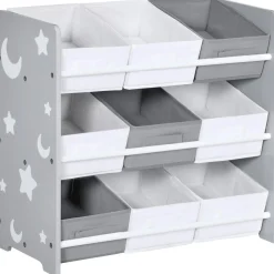 Homcom - Estantería infantil con 9 cajas Gris