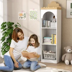 Homcom - Estantería infantil 3 niveles Blanco y Natural