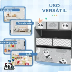 Homcom - Estantería para juguetes 6 cajas tela Gris