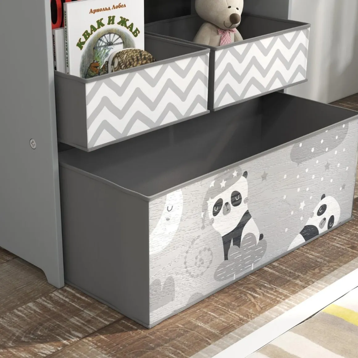 Homcom - Estantería para juguetes 6 cajas tela Gris