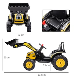 Homcom - Excavadora Tractor Vehículo de batería Amarillo