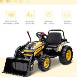 Homcom - Excavadora Tractor Vehículo de batería Amarillo