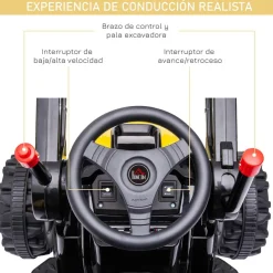 Homcom - Excavadora Tractor Vehículo de batería Amarillo