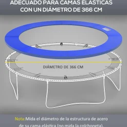 Homcom - Funda acolchada de protección borde camas elásticas 366 cm Azul
