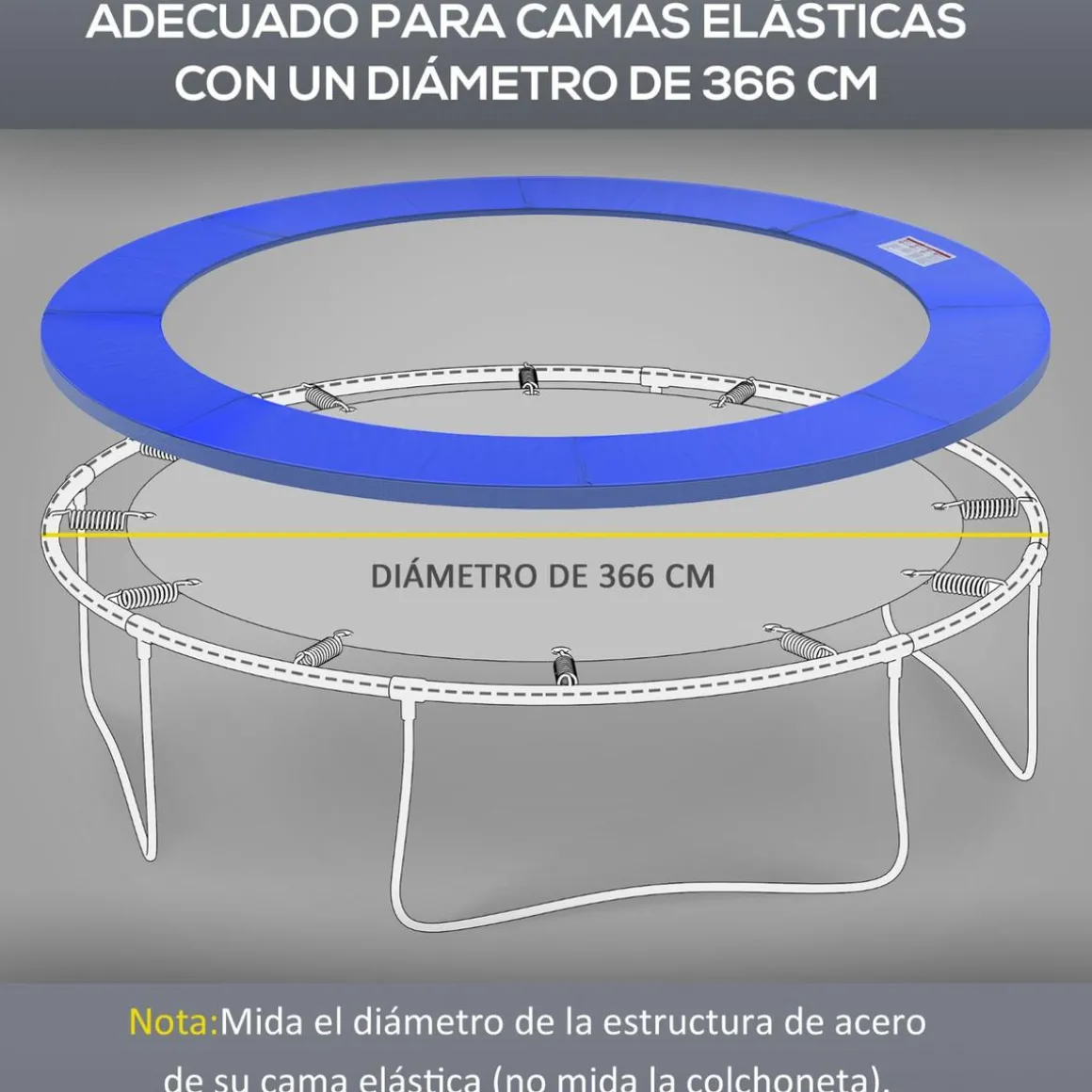 Homcom - Funda acolchada de protección borde camas elásticas 366 cm Azul