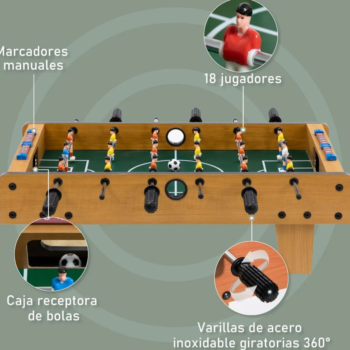 Homcom - Futbolín de mesa 18 jugadores