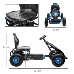 Homcom - Go Kart con pedales azul-negro