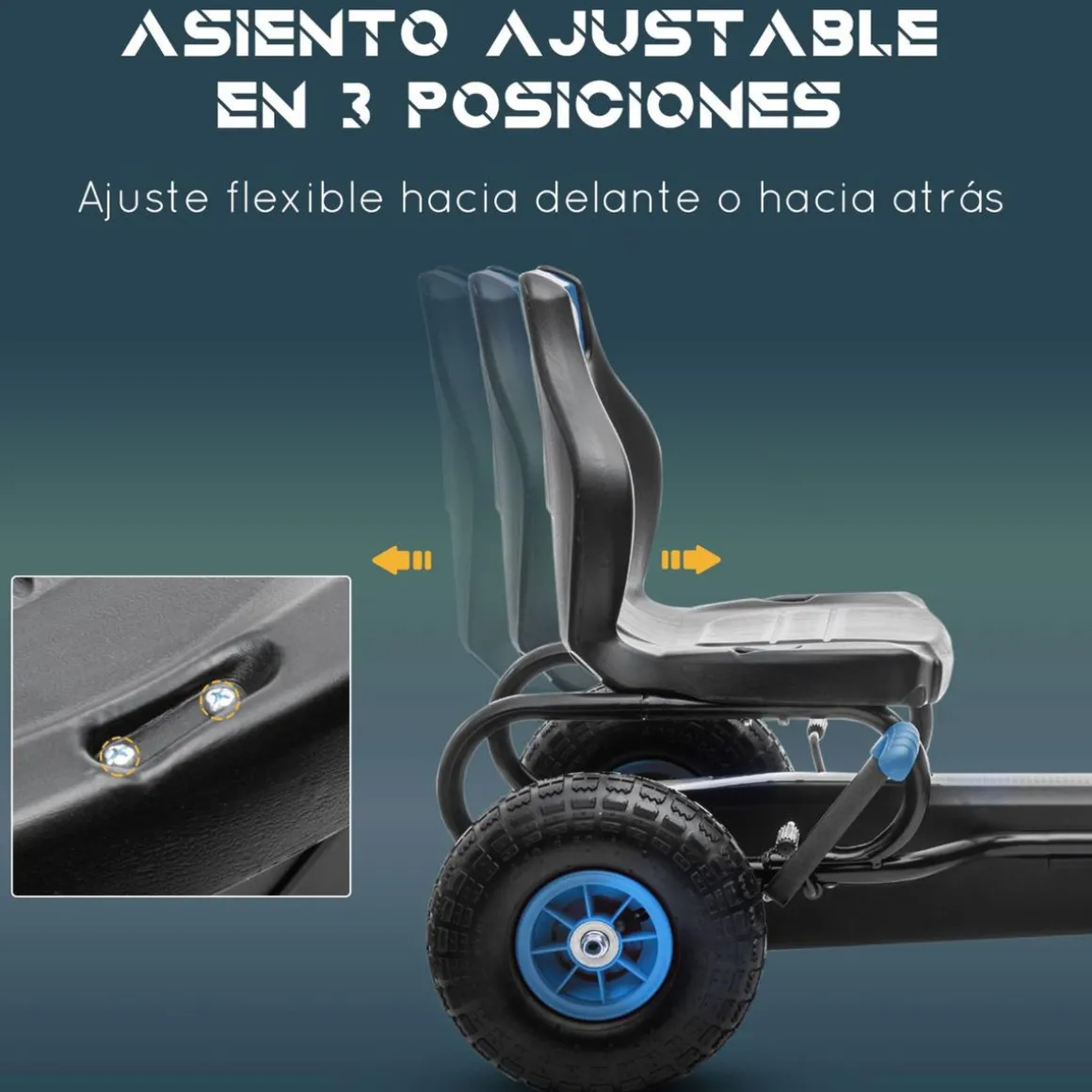 Homcom - Go Kart con pedales azul-negro