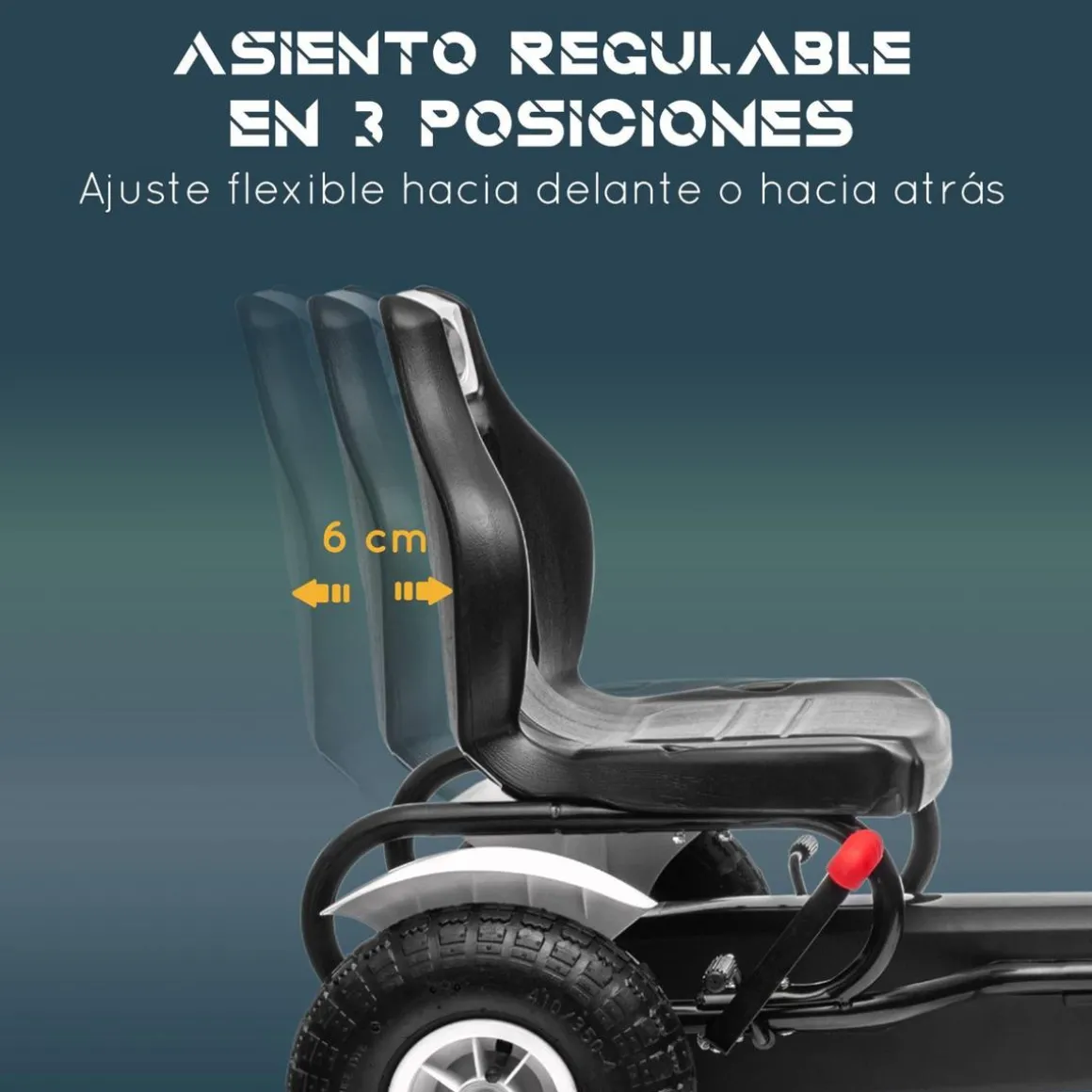 Homcom - Go Kart con pedales blanco-negro