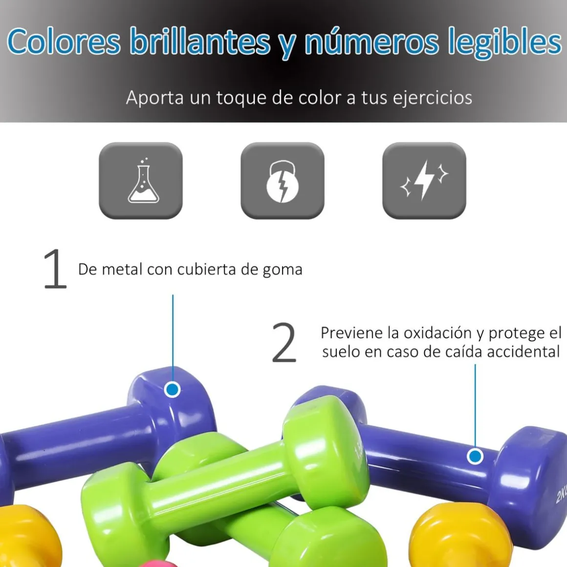 Homcom - Juego de 8 Mancuernas