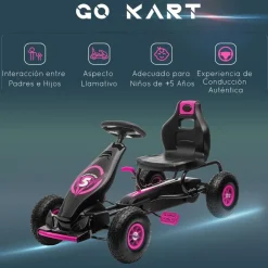 Homcom - Kart de pedales Negro/Rosa