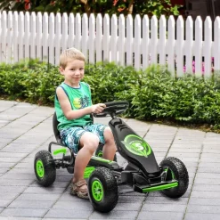 Homcom - Kart de pedales Negro/Verde
