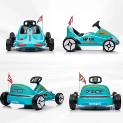 Homcom - Kart eléctrico Azul con luz y música