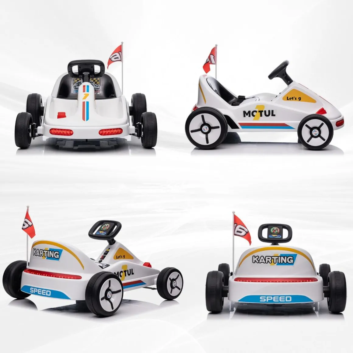 Homcom - Kart eléctrico Blanco con luz y música