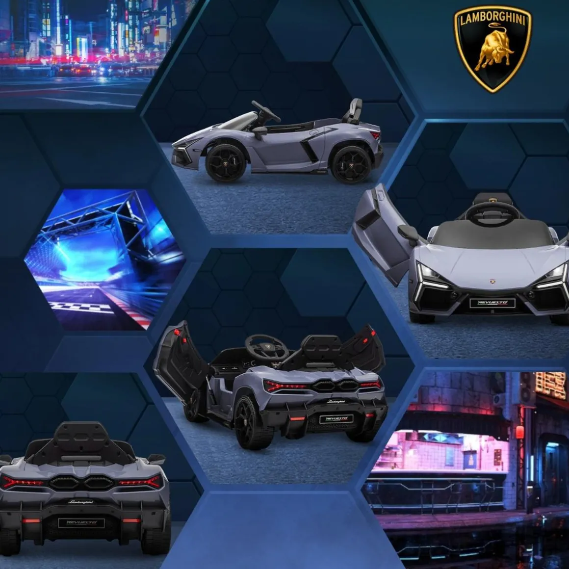 Homcom - Lamborghini Revuelto eléctrico Gris con mando