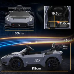 Homcom - Maserati GT2 eléctrico Gris con mando