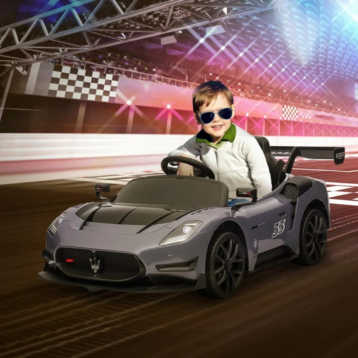 Homcom - Maserati GT2 eléctrico Gris con mando