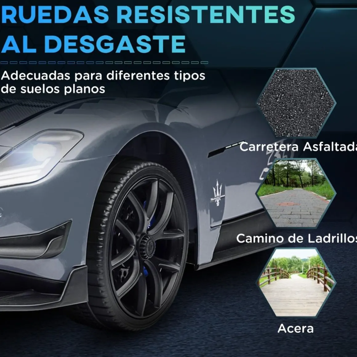 Homcom - Maserati GT2 eléctrico Gris con mando