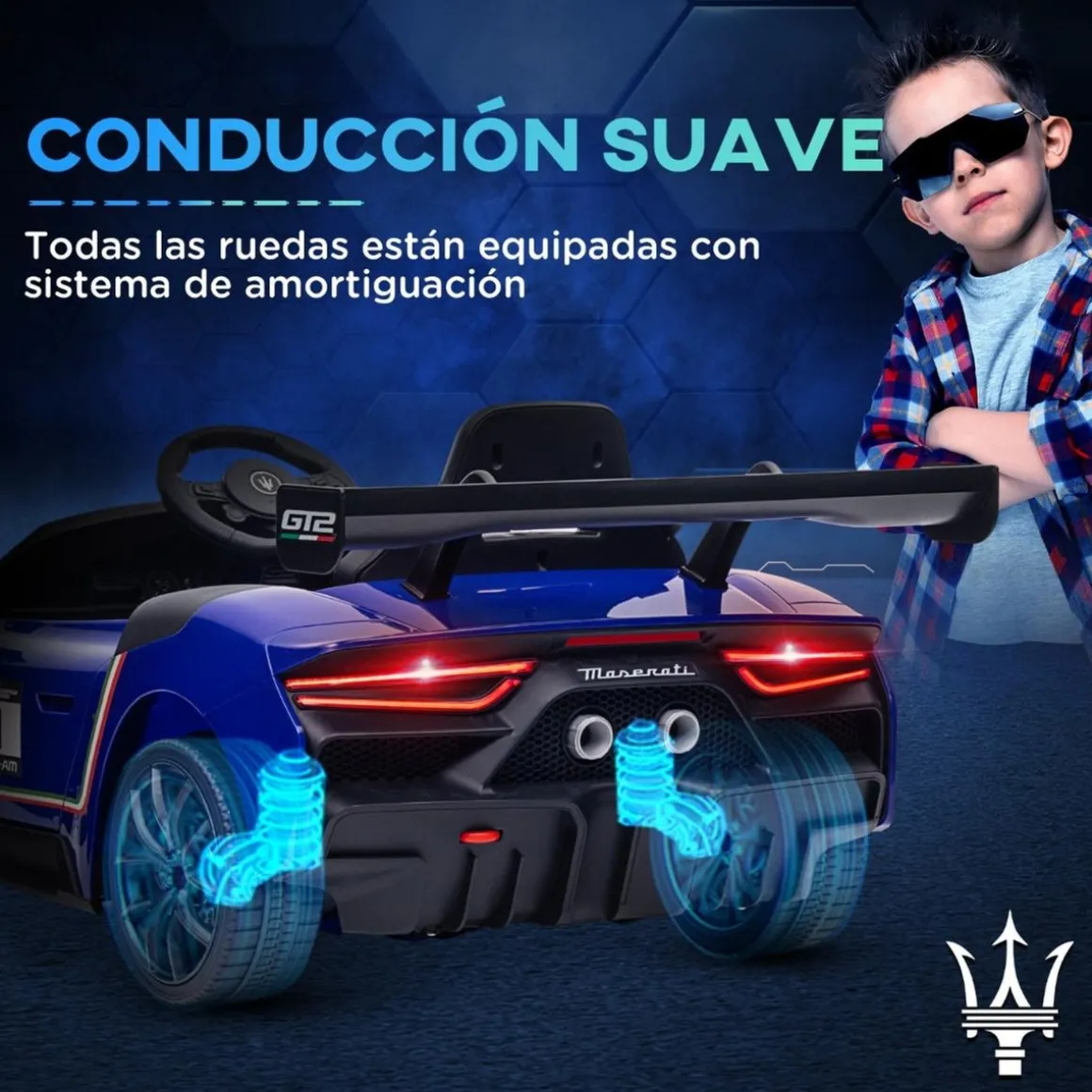 Homcom - Maserati GT2 eléctrico Azul con mando