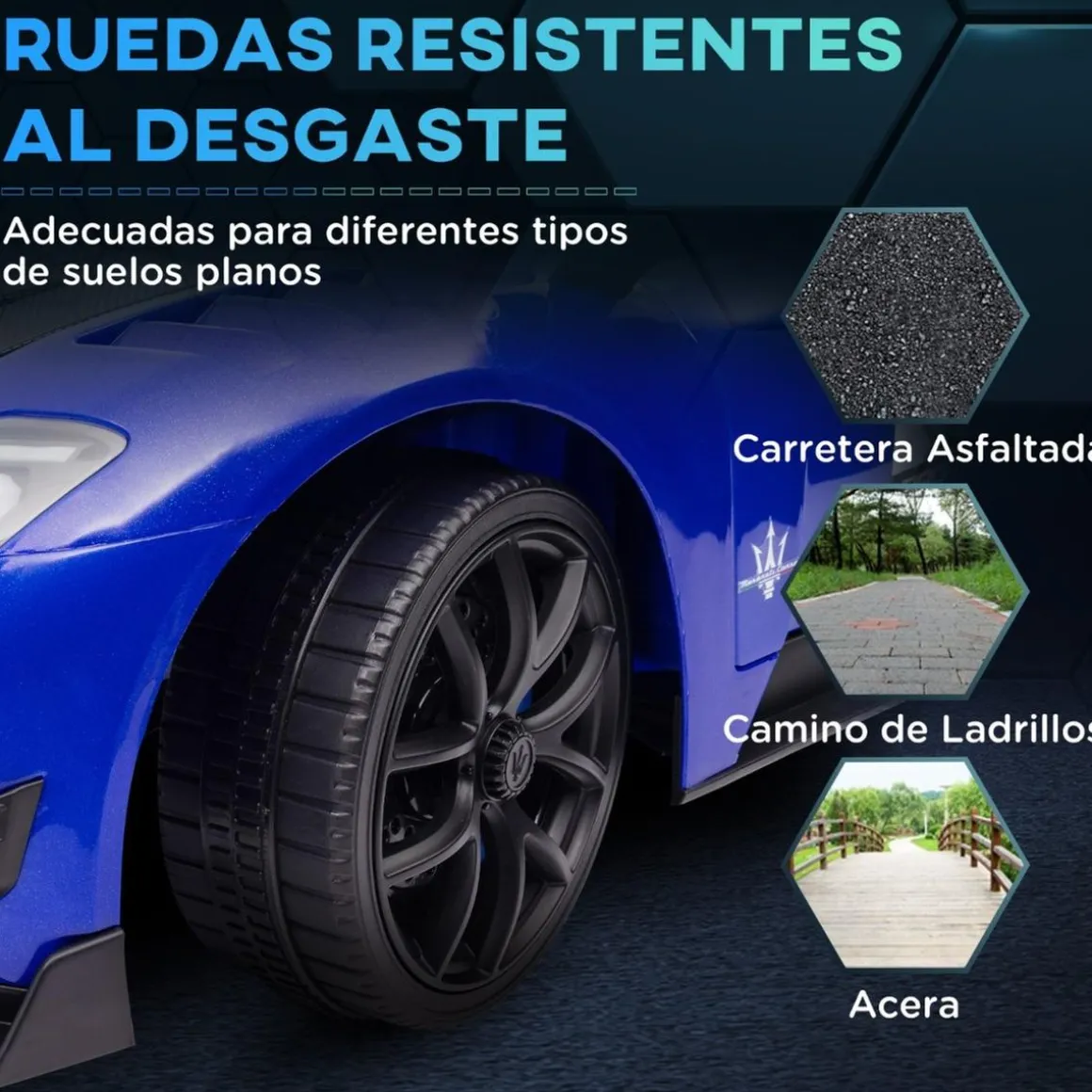 Homcom - Maserati GT2 eléctrico Azul con mando