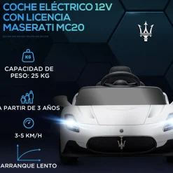 Homcom - Maserati MC20 eléctrico Blanco con mando