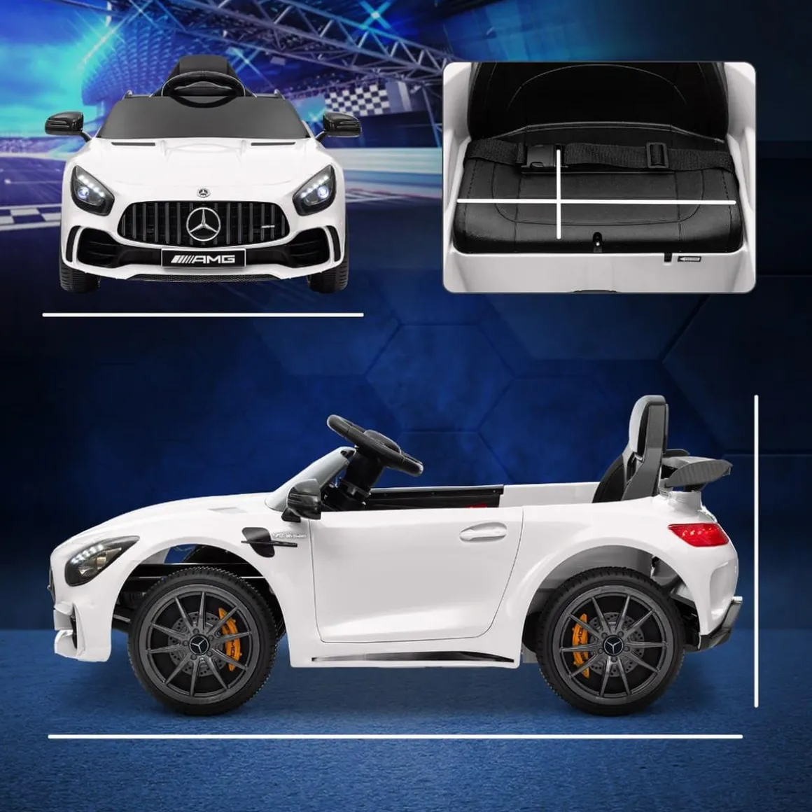 Homcom - Mercedes AMG GTR Batería con mando a distancia Blanco