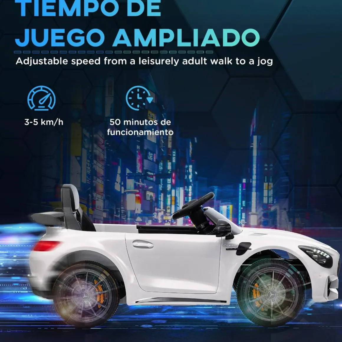 Homcom - Mercedes AMG GTR Batería con mando a distancia Blanco