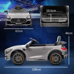 Homcom - Mercedes Benz AMG GTR eléctrico Plata con mando