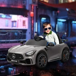 Homcom - Mercedes Benz AMG GTR eléctrico Plata con mando