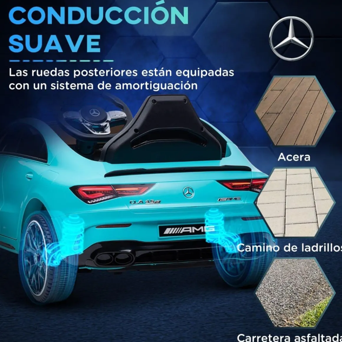 Homcom - Mercedes Benz AMG CLA 45 eléctrico Azul con mando