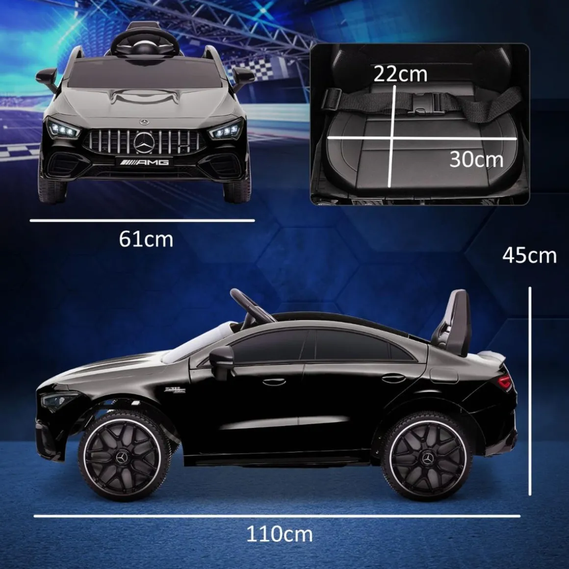Homcom - Mercedes Benz AMG CLA 45 eléctrico Negro con mando
