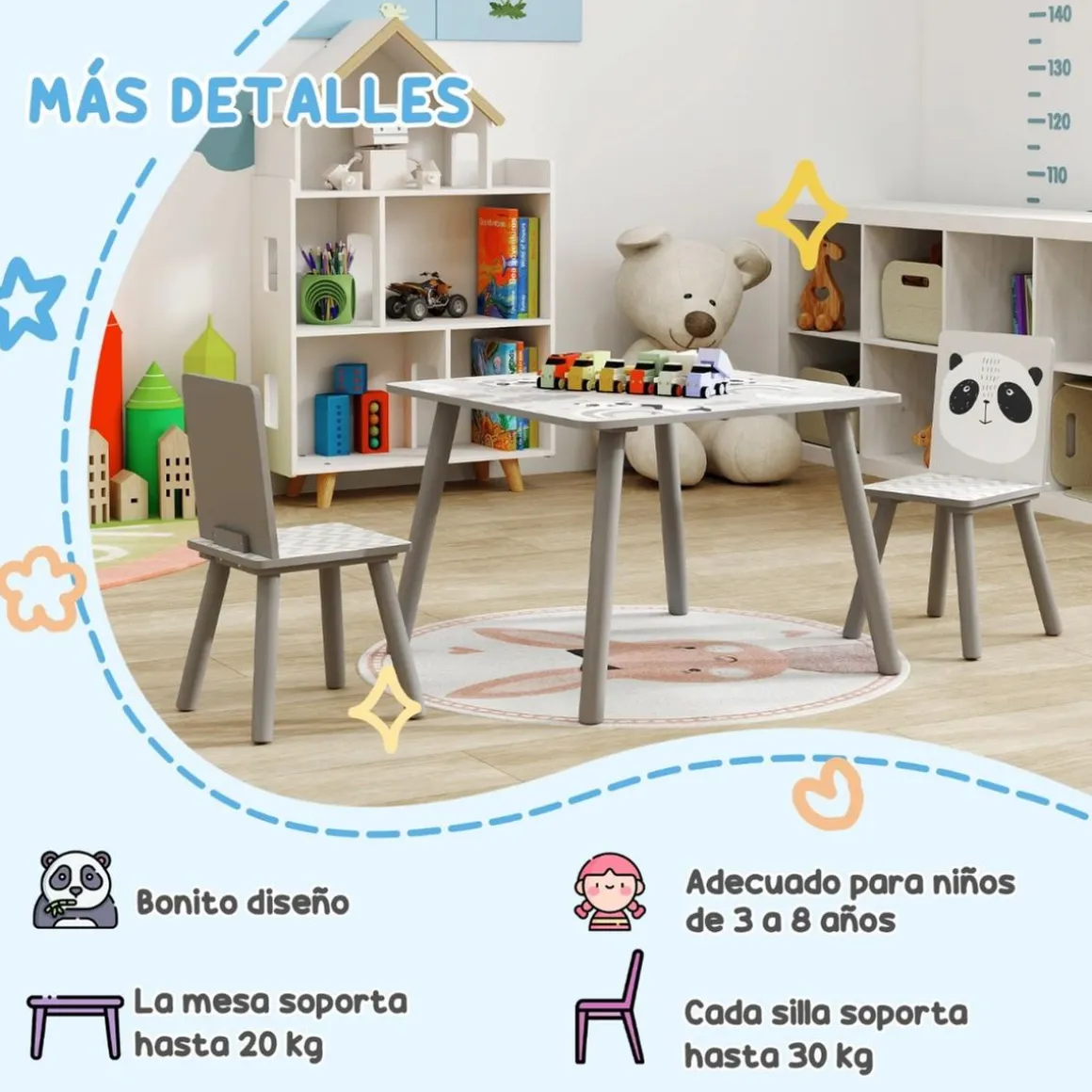 Homcom - Mesa con 2 sillas Panda