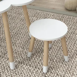 Homcom - Mesa Flor y bancos Blanco