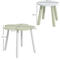 Homcom - Mesa Flor y bancos Verde y Blanco