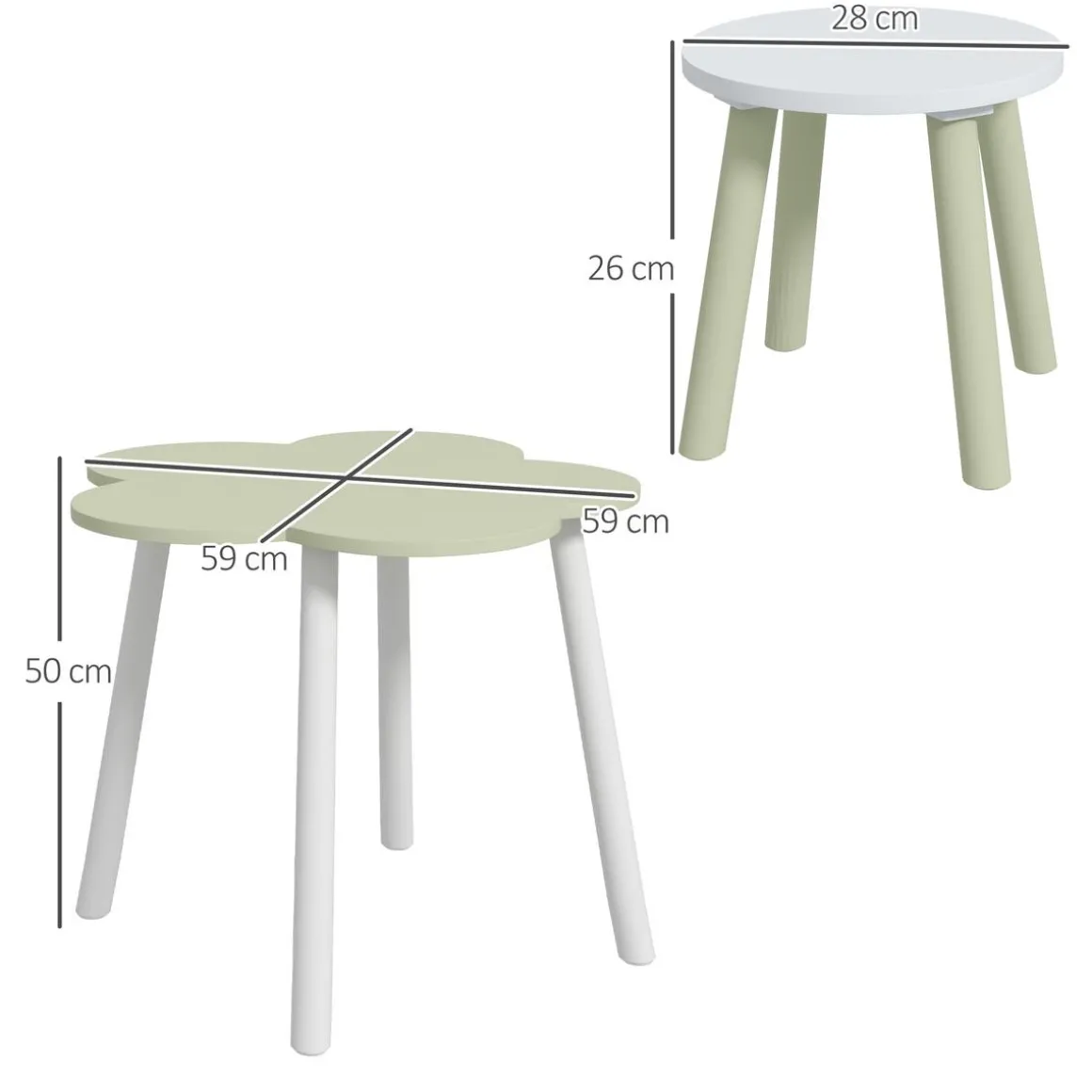Homcom - Mesa Flor y bancos Verde y Blanco