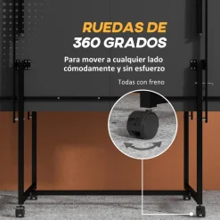 Homcom - Mesa Ping Pong plegable con 4 ruedas