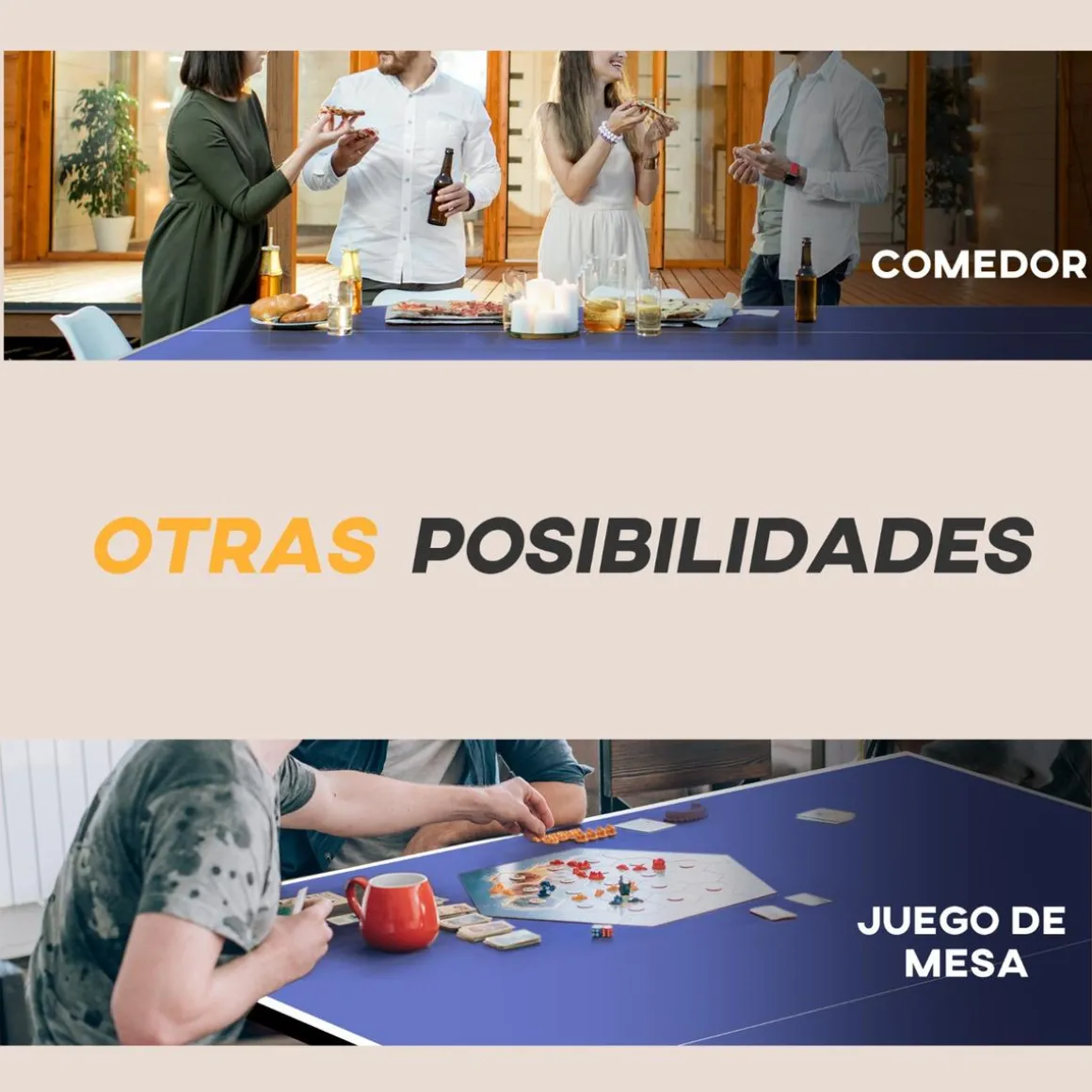 Homcom - Mesa Ping Pong plegable con 4 ruedas
